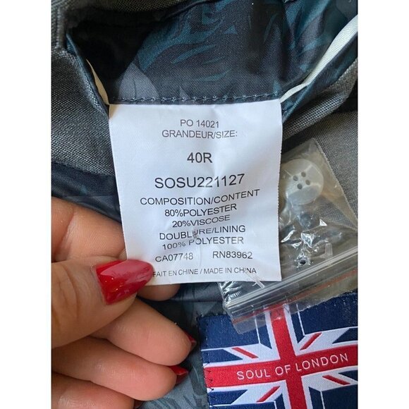 SOUL Of London Blazer BNWOT Sz 40 Reg Sport Jacket Gray - Picture 6 of 6